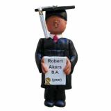 Graduation Christmas Ornament African American Male Personalized FREE at PersonalizedOrnamentsMarket.com by Russell Rhodes