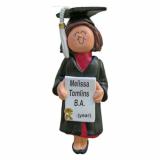 Graduation Christmas Ornament Brunette Female Personalized FREE at PersonalizedOrnamentsMarket.com by Russell Rhodes