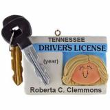 New Driver Christmas Ornament Blond Female Personalized FREE at PersonalizedOrnamentsMarket.com by Russell Rhodes