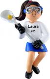 Lacrosse Christmas Ornament Brunette Female Personalized FREE at PersonalizedOrnamentsMarket.com by Russell Rhodes