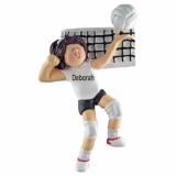 Volleyball Christmas Ornament Brunette Female Personalized FREE at PersonalizedOrnamentsMarket.com by Russell Rhodes