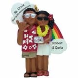 Anniversary Christmas Ornament African-American Couple Personalized FREE at PersonalizedOrnamentsMarket.com by Russell Rhodes