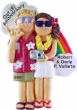 Anniversary Christmas Ornament Couple Blond Male Brunette Female Personalized FREE at PersonalizedOrnamentsMarket.com by Russell Rhodes