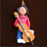 Cello Christmas Ornament Virtuoso African American Female Personalized FREE at PersonalizedOrnamentsMarket.com by Russell Rhodes