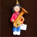 Tuba Christmas Ornament Virtuoso African American Female Personalized FREE at PersonalizedOrnamentsMarket.com by Russell Rhodes