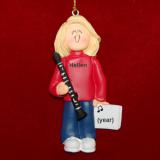 Clarinet Christmas Ornament Virtuoso Blond Female Personalized FREE at PersonalizedOrnamentsMarket.com by Russell Rhodes