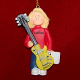 Guitar Christmas Ornament Virtuoso Blond Female Personalized FREE at PersonalizedOrnamentsMarket.com by Russell Rhodes