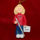 Flute Christmas Ornament Virtuoso Blond Female Personalized FREE at PersonalizedOrnamentsMarket.com by Russell Rhodes