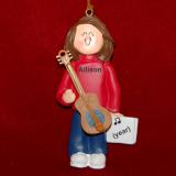 Acoustic Guitar Christmas Ornament Virtuoso Brunette Female Personalized FREE at PersonalizedOrnamentsMarket.com by Russell Rhodes