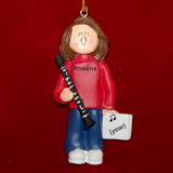 Clarinet Christmas Ornament Virtuoso Brunette Female Personalized FREE at PersonalizedOrnamentsMarket.com by Russell Rhodes