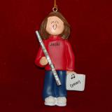 Flute Christmas Ornament Virtuoso Brunette Female Personalized FREE at PersonalizedOrnamentsMarket.com by Russell Rhodes