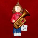 Tuba Christmas Ornament Virtuoso Brunette Female Personalized FREE at PersonalizedOrnamentsMarket.com by Russell Rhodes