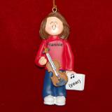 Violin Christmas Ornament Virtuoso Brunette Female Personalized FREE at PersonalizedOrnamentsMarket.com by Russell Rhodes