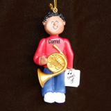 French Horn Christmas Ornament Virtuoso African American Male Personalized FREE at PersonalizedOrnamentsMarket.com by Russell Rhodes