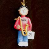 Saxophone Christmas Ornament Virtuoso African American Male Personalized FREE at PersonalizedOrnamentsMarket.com by Russell Rhodes