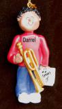 Trombone Christmas Ornament Virtuoso African American Male Personalized FREE at PersonalizedOrnamentsMarket.com by Russell Rhodes