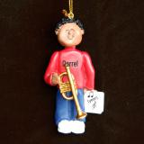 Trumpet Christmas Ornament Virtuoso African American Male Personalized FREE at PersonalizedOrnamentsMarket.com by Russell Rhodes