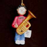 Tuba Christmas Ornament Virtuoso African American Male Personalized FREE at PersonalizedOrnamentsMarket.com by Russell Rhodes