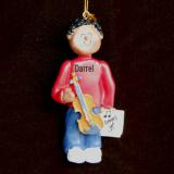 Violin Christmas Ornament Virtuoso African American Male Personalized FREE at PersonalizedOrnamentsMarket.com by Russell Rhodes