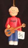 Acoustic Guitar Christmas Ornament Virtuoso Blond Male Personalized FREE at PersonalizedOrnamentsMarket.com by Russell Rhodes