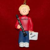 Clarinet Christmas Ornament Virtuoso Blond Male Personalized FREE at PersonalizedOrnamentsMarket.com by Russell Rhodes