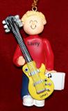 Guitar Christmas Ornament Virtuoso Blond Male Personalized FREE at PersonalizedOrnamentsMarket.com by Russell Rhodes