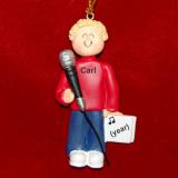 Singing Christmas Ornament Virtuoso Blond Male Personalized FREE at PersonalizedOrnamentsMarket.com by Russell Rhodes