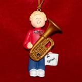 Tuba Christmas Ornament Virtuoso Blond Male Personalized FREE at PersonalizedOrnamentsMarket.com by Russell Rhodes