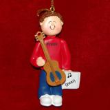 Acoustic Guitar Christmas Ornament Virtuoso Brunette Male Personalized FREE at PersonalizedOrnamentsMarket.com by Russell Rhodes