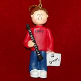 Clarinet Christmas Ornament Virtuoso Brunette Male Personalized FREE at PersonalizedOrnamentsMarket.com by Russell Rhodes