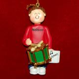 Drum Christmas Ornament Virtuoso Brunette Male Personalized FREE at PersonalizedOrnamentsMarket.com by Russell Rhodes