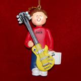 Guitar Christmas Ornament Virtuoso Brunette Male Personalized FREE at PersonalizedOrnamentsMarket.com by Russell Rhodes