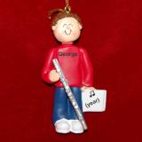 Flute Christmas Ornament Virtuoso Brunette Male Personalized FREE at PersonalizedOrnamentsMarket.com by Russell Rhodes