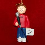 Singing Christmas Ornament Virtuoso Brunette Male Personalized FREE at PersonalizedOrnamentsMarket.com by Russell Rhodes