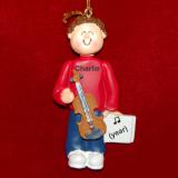 Violin Christmas Ornament Virtuoso Brunette Male Personalized FREE at PersonalizedOrnamentsMarket.com by Russell Rhodes