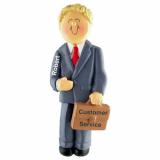 First Job Ornament Blond Male Personalized FREE at PersonalizedOrnamentsMarket.com by Russell Rhodes