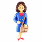 Job Promotion Christmas Ornament Brunette Female Personalized FREE at PersonalizedOrnamentsMarket.com by Russell Rhodes