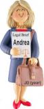 Law School Graduation Christmas Ornament Blond Female Personalized FREE at PersonalizedOrnamentsMarket.com by Russell Rhodes