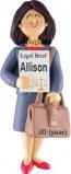 Law School Graduation Christmas Ornament Brunette Female Personalized FREE at PersonalizedOrnamentsMarket.com by Russell Rhodes