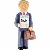 Lawyer Christmas Ornament Blond Male Personalized FREE at PersonalizedOrnamentsMarket.com by Russell Rhodes