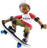 Skateboard Christmas Ornament African American Male Personalized FREE at PersonalizedOrnamentsMarket.com by Russell Rhodes