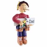 Dad Christmas Ornament World's Best - Brunette Male Personalized FREE at PersonalizedOrnamentsMarket.com by Russell Rhodes