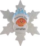 Baby Christmas Ornament Blue Snowflake Personalized FREE at PersonalizedOrnamentsMarket.com by Russell Rhodes