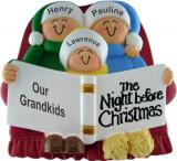 Ornament for Grandparents with 3 Grandkids Night Before Xmas Personalized FREE at PersonalizedOrnamentsMarket.com by Russell Rhodes