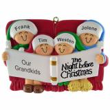 Ornament for Grandparents with 4 Grandkids Night Before Xmas Personalized FREE at PersonalizedOrnamentsMarket.com by Russell Rhodes