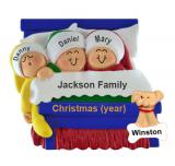 Family Christmas Ornament for 3 Christmas Morning with Pets Personalized FREE at PersonalizedOrnamentsMarket.com by Russell Rhodes