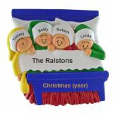 Family Christmas Ornament for 4 Christmas Morning Personalized FREE at PersonalizedOrnamentsMarket.com by Russell Rhodes