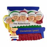 Family Christmas Ornament for 5 Christmas Morning with Pets Personalized FREE at PersonalizedOrnamentsMarket.com by Russell Rhodes