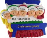 Family Christmas Ornament for 5 Christmas Morning Personalized FREE at PersonalizedOrnamentsMarket.com by Russell Rhodes