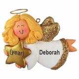 Angel Christmas Ornament Blond Female Personalized FREE at PersonalizedOrnamentsMarket.com by Russell Rhodes